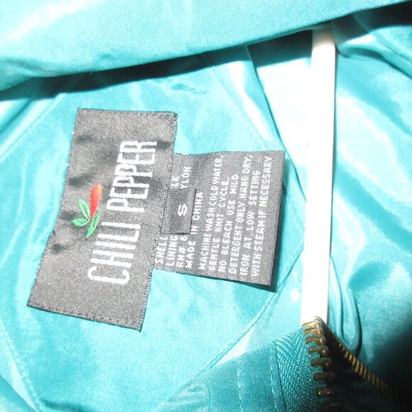 CHILI PEPPER Teal Silk Ruched Jacket Small - Picture 5 of 5
